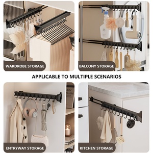 Multifunctional Modern <b>Top</b> Mount Utensils Hanger 260-560mm Retractable Organizer Strong <b>Load</b>-bearing Adjustable Pull Bedroom - Product Image 5