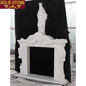 Manteau en pierre naturelle design personnalisé cheminée à statue en marbre blanc décorative d'intérieur pour <span class=keywords><strong>maison</strong></span> de luxe - Product Image 2