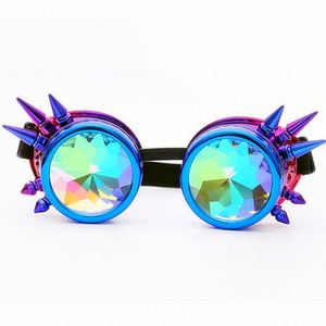 Gafas de Sol Personalizadas con Logotipo Retro para Hombre y Mujer, Coloridas, Estilo Punk, Gafas de Fiesta Góticas Steampunk, Gafas de Caleidoscopio - Product Image 3