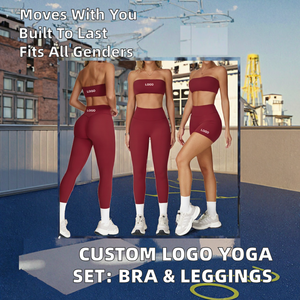 High Quality Custom Logo Print Yoga Suit Mujer Outdoor Active Fitness Wear Sports Bra Workout Leggings Gym Outfit Set <b>Women</b> - Product Image 2