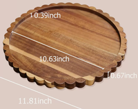 Assiettes de table en bois d'acacia festonnées personnalisées en gros, ensemble de planches à découper en bois, plateau de service