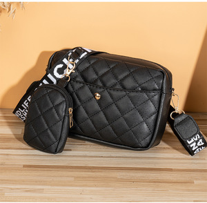 <span class=keywords><strong>Sac</strong></span> à bandoulière matelassé brodé de style rétro avec porte-monnaie et large bandoulière à lettres - Product Image 5