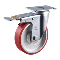 VIMA Industrial 3 4 5 pouces roulette fixe PU roulette en fer pour chariot chariot établi conteneur roulette à usage moyen