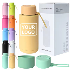 Botellas de Agua Deportivas de Acero Inoxidable con Logotipo Personalizado, 34 oz, Aisladas al Vacío, con Interior de Cerámica, Botella de Agua de Viaje con Pajita - Product Image 1
