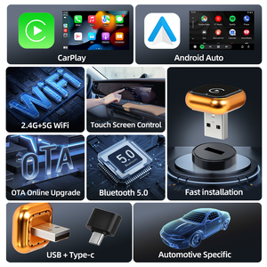 Adaptateur CarPlay sans fil GRANDNAVI Plug & Play Orange 2-<span class=keywords><strong>en</strong></span>-1 avec Android Auto, <span class=keywords><strong>Siri</strong></span> et commande au volant - Product Image 2