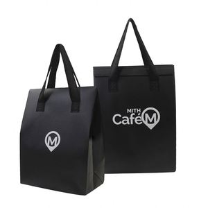 Black Cheap Non Woven Disposable Cooler Bag Takeaway Cold Hot Drinks Coffee Delivery Thermal Insulated Letter Pattern - Product Image 1