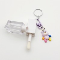 Tube de brillant à lèvres personnalisé avec logo, porte-clés pendentif, DIY, tube vide 5ml, conteneur transparent carré, tube de brillant à lèvres cosmétique