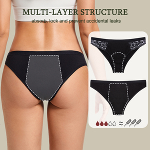 Culotte menstruelle en coton biologique pour femmes, en tissu de bambou antibactérien naturel, pour flux abondants, étanche - Product Image 3
