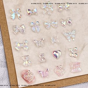 50PCS Cute Aurora Nail Charms Accesorios Bow Butterfly Bear Ribbon Heart 3D Acrílico Nails Art Decoración Suministros de diamantes de imitación - Product Image 1