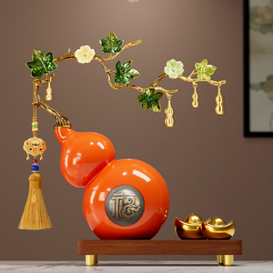 Five Blessings Gourd Ornament Lucky Gourd Statue with <b>Gold</b> Branch Leaves Living <b>Room</b> <b>Decoration</b> Gift - Product Image 2