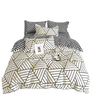 Ensemble <span class=keywords><strong>de</strong></span> literie à imprimé géométrique 100% coton personnalisé ensemble <span class=keywords><strong>de</strong></span> draps <span class=keywords><strong>de</strong></span> lit pour enfants et adultes <span class=keywords><strong>garçon</strong></span> literie en gros - Product Image 2