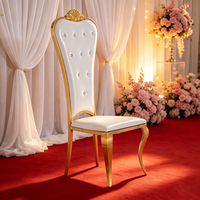 Chaise de salle à manger Luoweisen de luxe en acier inoxydable doré, dossier haut, avec cristaux, pour mariages, banquets et événements, idéale pour hôtels et restaurants