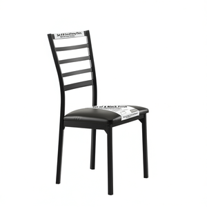 Sedia da Pranzo Casual con Finitura Nera, Struttura in Metallo, Rivestimento in Ecopelle, Design Moderno, Arredamento per la Casa - Product Image 1