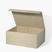 Boîte cadeau A5 magnétique en daim de luxe, finition en tissu velours beige, emballage rigide pliable pour cadeaux haut de gamme