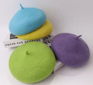 Günstige Kinder Kinder <span class=keywords><strong>Plain</strong></span> einfarbige Wolle Baskenmütze Hut mit verstellbaren Schnüren - Product Image 2