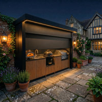 Cuisine extérieure ODM écologique avec barbecue à gaz et abri, design moderne, en acier inoxydable, pour cour