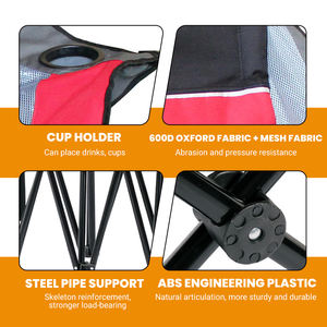 كراسي مزدوجة كبيرة الحجم للخدمة الشاقة مبطن محمول قابل للطي مبطن مقعد التخييم كرسي مع 2 دلاء كوب ومساند للذراعين - Product Image 3