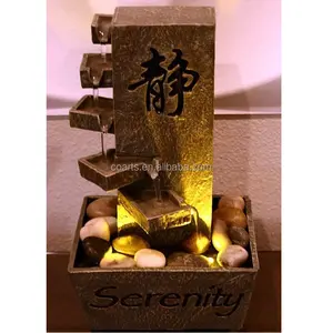 Atas meja dalam ruangan Serenity berjenjang LED Relaksasi air terjun air mancur dalam ruangan Feng Shui taman air mancur dekoratif