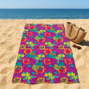 Pareo con Estampado Floral, Ropa de Playa Informal de Verano, Estilo Bohemio Unisex, Tela Tejida 100% Rayón, Secado Rápido, Diseño Vibrante - Product Image 1