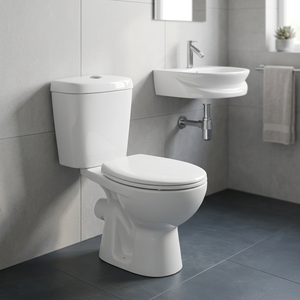 Ensemble de sanitaires de salle de bain en céramique, comprenant une toilette deux pièces et un lavabo mural, fourni par l'usine - Product Image 4