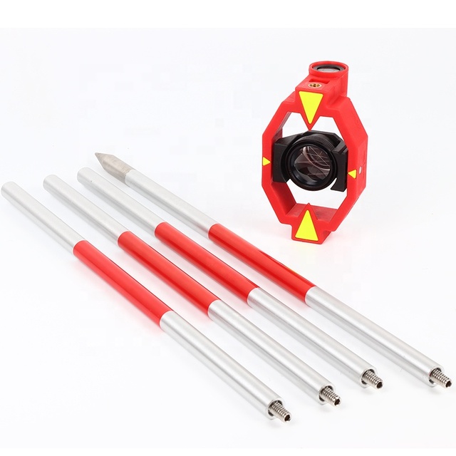 SP063 GMP111 Equivalent Mini Prism Set Total Station Reflector Sliding Prism with 4 Poles for Topographic Works