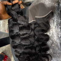 Extensions de cheveux humains Remy 12A vietnamiens, double trame, double tirage, ondulés, avec dentelle HD, 100% vierges, cuticules alignées, économiques