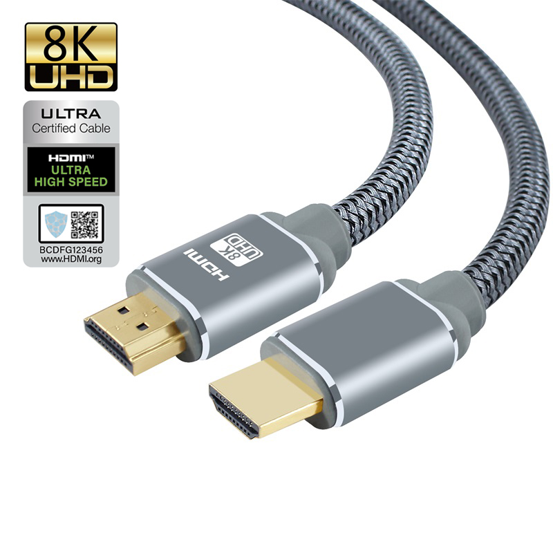 Harga pabrik kabel hdmi kecepatan tinggi 8k 4k kabel hdmi 8k jalinan nilon premium mendukung kabel HDMI 3D 4K 8k Ultra HD