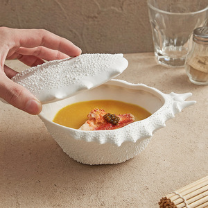 Tazón de Porcelana Blanco con Forma de Cangrejo, para Postres, Platos Fríos, Ensaladas y Sopas, Ideal para Restaurantes - Product Image 1