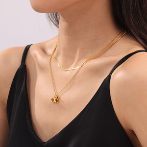 Collar de Perro con Dije de Acero Inoxidable 316L, Resistente al Agua y al Deslustre, con Baño de Oro PVD de 14k/18k para Mujer - Product Image 3