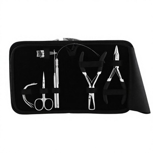 Premium Stainless Steel Silver Hair Extension Tools Kit Includes Sew-in <b>Needles</b> Micro <b>Bead</b> Remover Crimping Plier Custom Logo - Product Image 1