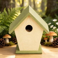 Nichoir en bois de pin personnalisé, toit vert peint, boîte à oiseaux décorative pour jardin, nichoir pour oiseaux sauvages