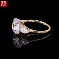 Bague en argent sterling 925 plaqué or avec trois pierres en moissanite, sertie de griffes, formes multiples, bijoux de luxe pour fiançailles et mariage pour femmes