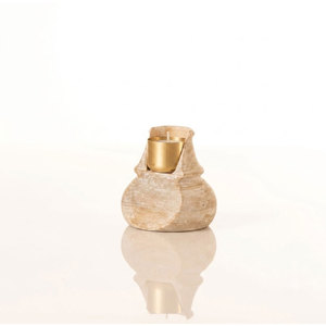 Stone <b>Candle</b> <b>Holder</b> Irregular Shape Decorative Stand with Gold Insert - Product Image 1