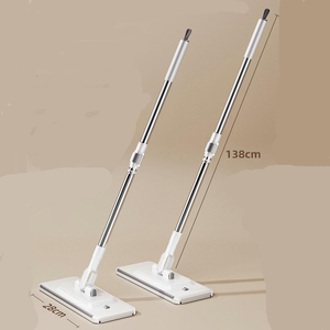 Disposable Flat <strong>Mop</strong> Cleaner with Steel Pole Wet and Dry Flat <strong>Mop</strong> with Cloth <strong>Fixing</strong> Clip for Floor Sweeping and Cleaning - Product Image 4
