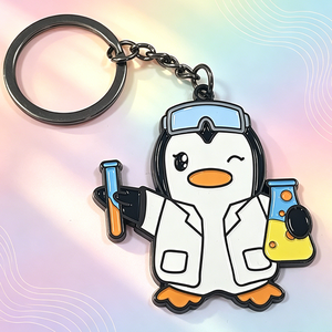 Porte-clés pingouin scientifique amusant, porte-clés unique sur le thème de la <span class=keywords><strong>science</strong></span>, en émail doux ou dur, pour les étudiants, cadeaux - Product Image 1