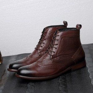 Stivaletti da <span class=keywords><strong>uomo</strong></span> artigianali Brogue in vera pelle stivali <span class=keywords><strong>invernali</strong></span> in pile taglie forti - Product Image 3