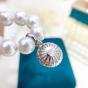 S925 Silver DIY Pearl Accessories <b>Empty</b> Pendant Buckle with 8-9mm Round Beads 30907 Necklace Pendant - Product Image 4