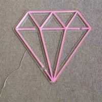 Signe de lettres pour magasin de bijoux, 1 paire, lumière rose, néon, clair, en acrylique, coupé à la forme, pour l'intérieur