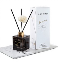Diffuseur de parfum en verre carré noir durable de 200 ml, sans feu, design en verre, pour la maison, l'hôtel, l'aromathérapie, eau de parfum, parfum