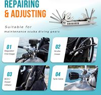 Kit de réparation et d'ajustement d'équipement de plongée multi-outils en acier inoxydable 13-en-1 |   Accessoires pour équipements de plongée, pour tuyaux de régulateurs