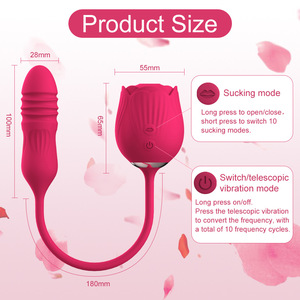 Juguete Sexual Femenino en Forma de Rosa, Potente Vibrador de Clítoris con Succión, Vibrador de <span class=keywords><strong>Doble</strong></span> Cara con Lengua Estimulante en Forma de Rosa para Parejas - Product Image 3