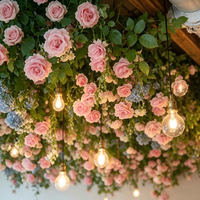 Fleurs artificielles suspendues faites à la main, hortensias et roses, pour la décoration intérieure des cafés, restaurants, hôtels, suspendues au plafond