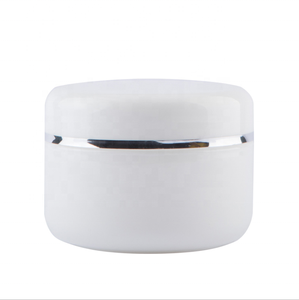 10g 20g 30g 50g 100g 150g 200g White PP Plastic Cream Packaging Cosmetic Cream Jars With Gold <b>Silver</b> Edge Cap - Product Image 1
