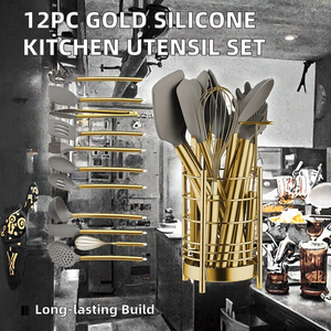 Hot Sale 12-Piece Stainless Steel and Gold <b>Kitchen</b> Silicone Cooking Utensils Set Home and <b>Kitchen</b> <b>Accessories</b> - Product Image 3