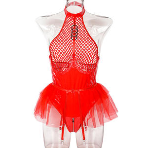 مثير أجوف من الإناث شبكة شفافة أربع قطع Lingeries للأربطة حلقة الساق - Product Image 6