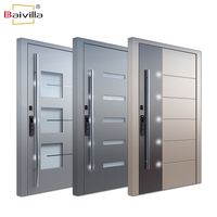 Prix de gros, portes d'entrée en métal simples, design extérieur, entrée principale, porte métallique classique pour maisons, à partir de l'entrée