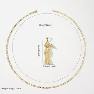 Collana Santa Muerte con Zirconi, Placcata <span class=keywords><strong>Oro</strong></span>, con Catena, Gioielli Religiosi per Donne - Product Image 5