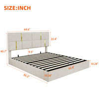 Neues Design Modernes Queensize-Polsterbett mit Metallrahmen und Hydraulischem Stauraumsystem in Beige