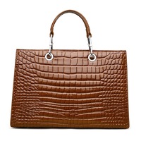 Sac fourre-tout en cuir de vachette véritable à motif crocodile, sac à main de luxe pour femme, grande capacité, sac à main de bureau, sac à bandoulière