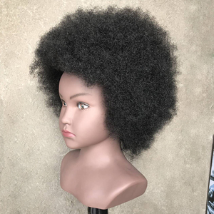 Cabeza de Maniquí con Cabello Afro Rizado 100% Humano, con Hombros, para Prácticas de Peluquería, Trenzado y Peinado - Product Image 2